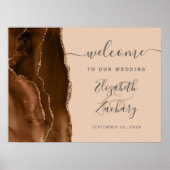 Mocha Brown Gold Agate Tan Wedding Welcome ポスター (正面)