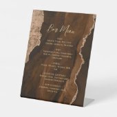 Mocha Brown Gold Agate Wedding Bar Menu 台座サイン (正面)