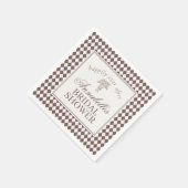 Mocha Brown Harlequin Checkered Bridal Shower スタンダードカクテルナプキン (角)