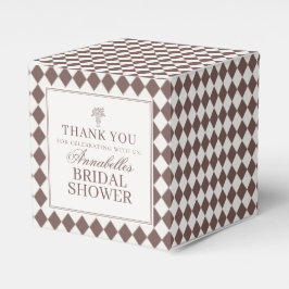 Mocha Brown Harlequin Checkered Bridal Shower フェイバーボックス