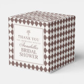 Mocha Brown Harlequin Checkered Bridal Shower フェイバーボックス (裏面サイド)