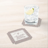 Mocha Brown Harlequin Checkered Bridal Shower ペーパーコースター (インサイチュ)