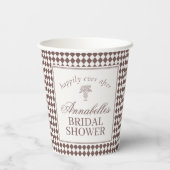 Mocha Brown Harlequin Checkered Bridal Shower 紙コップ (裏面)