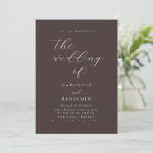 Mocha Brown Minimalist Script Elegant Fall Wedding 招待状 (スタンド正面)