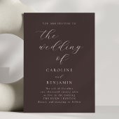 Mocha Brown Minimalist Script Elegant Fall Wedding 招待状