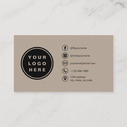 Mocha Brown Photo with QR Code Social Media 名刺 (裏面)