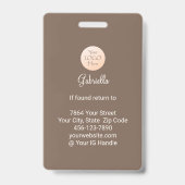 Mocha Brown Script Logo Photo Lashes and Brows バッジ (裏面)