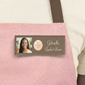 Mocha Brown Script Logo Photo Lashes and Brows 名札