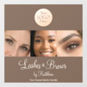 Mocha Brown Script Logo Photo Lashes Brows Studio ウィンドウサイン (シート)
