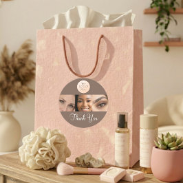 Mocha Brown Script Logo Photo Lashes Thank You  ラウンドシール