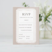 Mocha Brown Stripe Lace Doily Wedding RSVP エンクロージャーカード (スタンド正面)