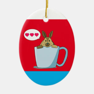 Mocha Bunnyは「こんにちは」と言うクリスマスセラミックオーナメント セラミックオーナメント