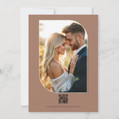 Mocha, Cream & Dusty Rose Floral Wedding QR Code 招待状 (裏面)