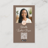 Mocha Cream Logo QR Code Photo Lashes and Brows 名刺 (正面)