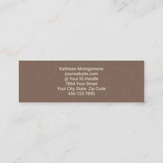 Mocha Cream Script Photo Lashes and Brows スキニー名刺 (裏面)