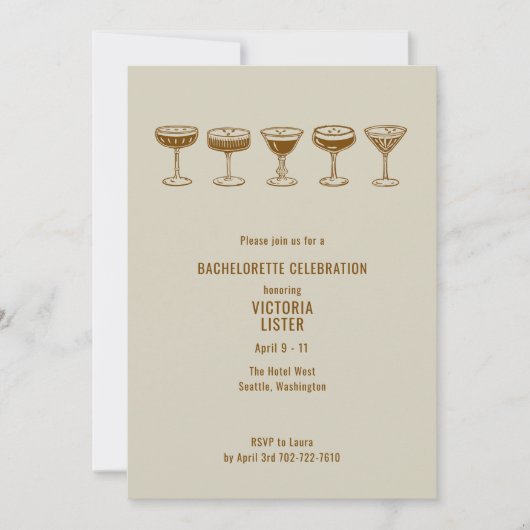 Mocha Espresso Martini Bachelorette w/QR Code  招待状 (正面)