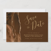 Mocha Gold Agate Brown Save the Date Card 招待状 (正面)