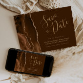 Mocha Gold Agate Brown Save the Date Card 招待状