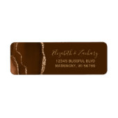 Mocha Gold Agate Brown Wedding Return Address ラベル (正面)