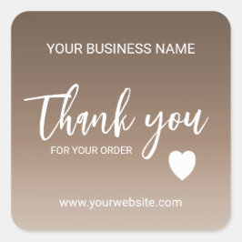 Mocha Gradient Business Thank You  スクエアシール