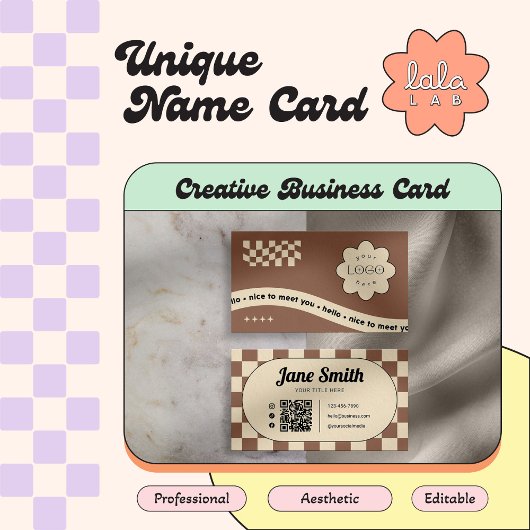 Mocha Groovy Editable Business Card for Studio 名刺