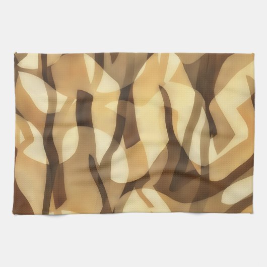 Mocha Latte Brown Abstract Artsy Towel キッチンタオル (横)