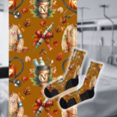 Mocha Monogram Nurse Autumn Essentials Crew Socks ソックス