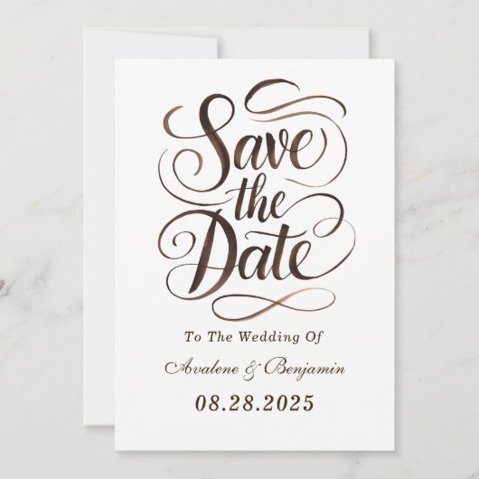 Mocha Mousse書道絵を描は日付カードを保存 招待状 (正面)