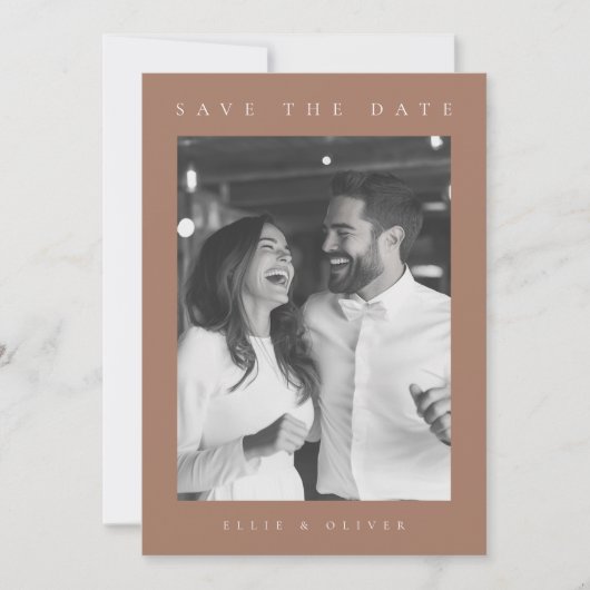 Mocha Mousse Boho写真Save the Date 招待状 (正面)