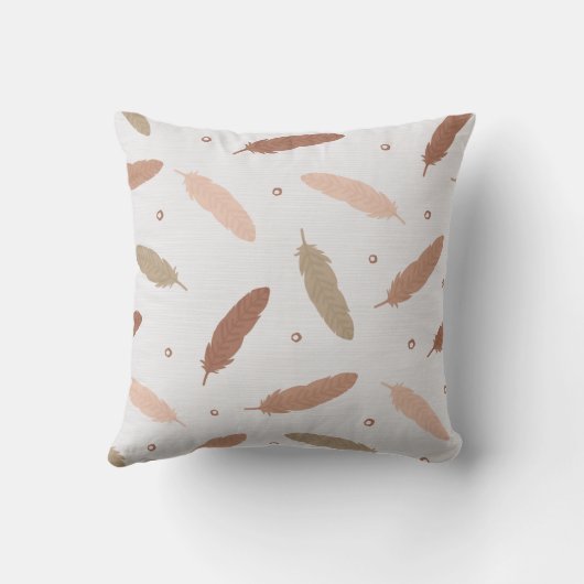 Mocha Mousse Feathers Throw Pillow クッション (裏面)