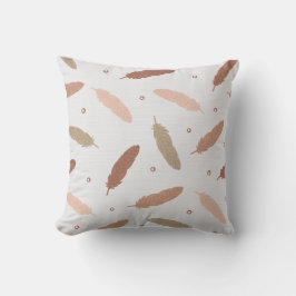 Mocha Mousse Feathers Throw Pillow クッション