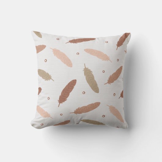 Mocha Mousse Feathers Throw Pillow クッション (正面)