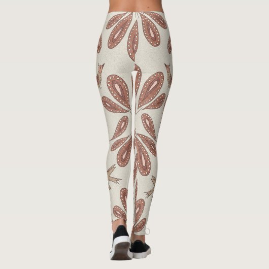 Mocha Mousse Floral Birds レギンス (裏面)