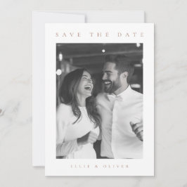 Mocha Mousse & White Boho Photo Save the Date 招待状