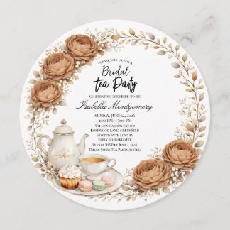 Mocha Palette Tea Party Bridal Shower 招待状