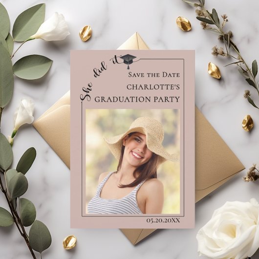Mocha Photo Graduation Party Save the Date セーブザデート