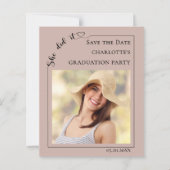 Mocha Photo Graduation Party Save the Date Card (正面)