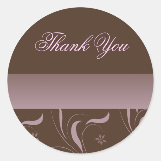 Mocha Pink Petal Thank You Sticker ラウンドシール (正面)