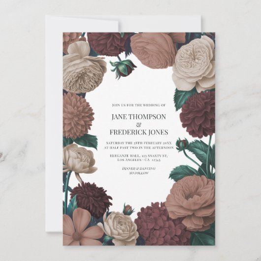 Mocha Plum, Berry Clay & Silk Taupe Wedding 招待状 (正面)