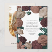 Mocha Plum, Berry Clay & Silk Taupe Wedding 招待状 (正面/裏面)