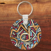 Mocha Red Gray Geometric キーホルダー (裏面)