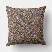 Mocha Red Gray Geometric クッション (裏面)