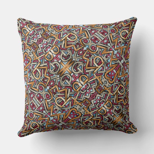 Mocha Red Gray Geometric クッション (裏面)