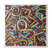 Mocha Red Gray Geometric タイル (正面)