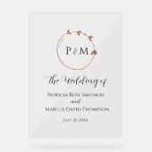 Mocha Simple Heart Wreath Wedding アクリルサイン (正面)