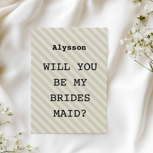Mocha Stripe “Will You Be My Bridesmaid?” Proposal 招待状
