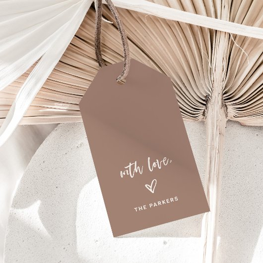 Mocha Taupe | Casual Script and Heart With Love ギフトタグ