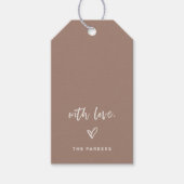 Mocha Taupe | Casual Script and Heart With Love ギフトタグ (正面)