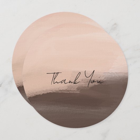 Mocha Watercolor Abstract サンキューカード (正面/裏面)