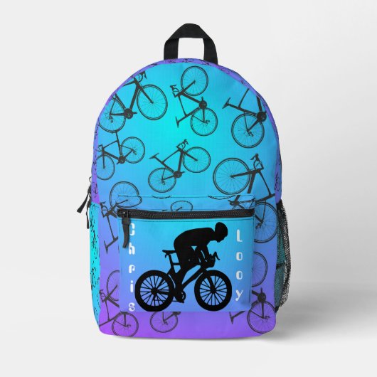Mochila con estampado de bicicletas プリントバックパック (正面)